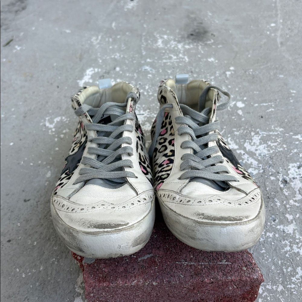 Rare distressed leopard print pony hair golden goose mid star - Picture 4 of 8